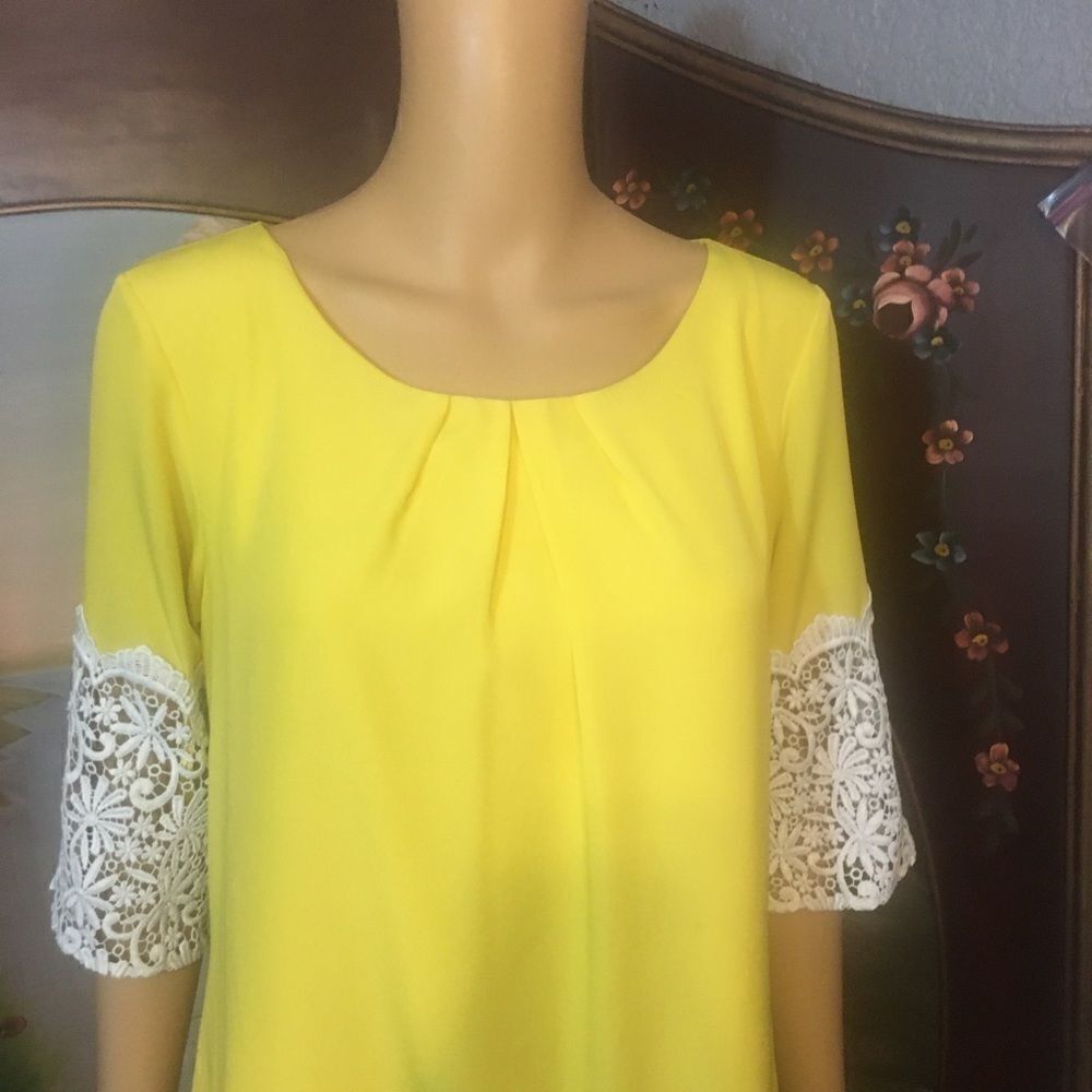 Gianni Bini Sheath Dress Yellow with Lace - Picture 7 of 10
